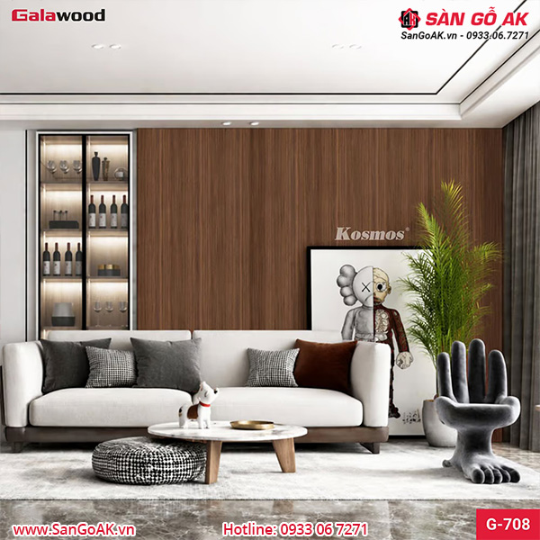 Tấm ốp than tre vân gỗ chống xước nâu walnut Galawood G-708